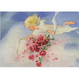 Rosenengel - Postkarte für den Jahreszeitentisch - Sommer - Rosen - Waldorf -Art. SOPK349
