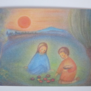 Ostersonne - Postkarte für den Jahreszeitentisch - Frühling - Ostern - Waldorf- Art.Nr FRPK99