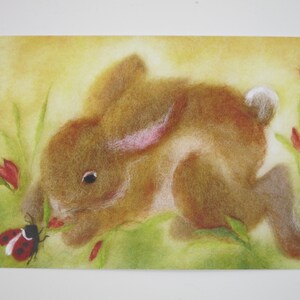 Coniglio con coccinella - Cartolina per la tavola stagionale - Primavera - Waldorf - Art. n. FRPK128