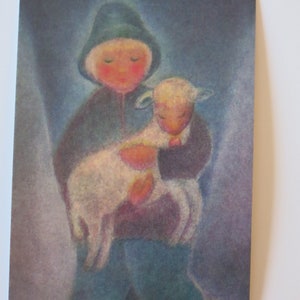 Pastorello con agnello - cartolina - tavola stagionale - Waldorf - pastore - primavera - agnelli - Pasqua - articolo n