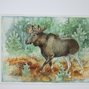 Der Elch - Postkarte - Jahreszeitentisch - Herbst - Schweden - Tiere - Waldorf- Art. Nr.HEPK214
