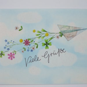 Viele Grüße - Geburtstagskarte - Postkarte - Papierflieger - Grußkarte zum Geburtstag- Art.Nr. GRPK131