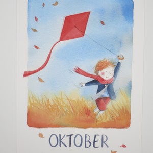 Ottobre - Tavola stagionale - Cartolina - Waldorf - Autunno - Carte mensili - Articolo n.HEPK240