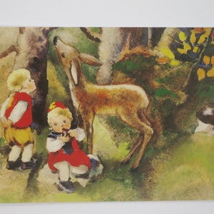 Im Herbstwald - Postkarte für den Jahreszeitentisch - Waldorf- Herbst - Rehe - Kinder- Art. Nr.HEPK266