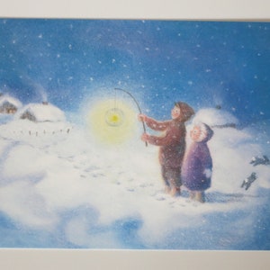 Abend im Schnee - Postkarte - Jahreszeitentisch - Waldorf - Winter - Laterne - Advent- Art. Nr. WIPK311