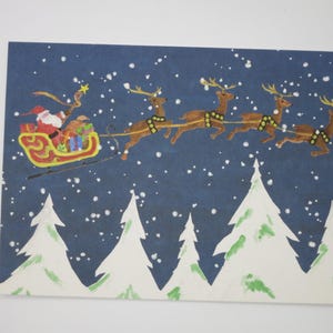 Rentierschlitten  - Postkarte groß - Weihnachten - Advent - Schnee - Waldorf - Jahreszeitentisch -  Weihnachtsmann - Art. Nr. WIPK405
