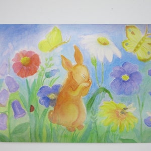 Lapin et papillon - carte postale pour la table de saison - Waldorf - Art.
