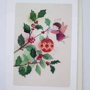 Décembre - Ilexzweig - enfants - carte avec enveloppe - carte double - hiver - carte de vœux - carte mensuelle - réf. WIPK310