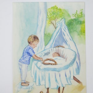 Grand frère - Carte postale - Table de saison - Waldorf - Carte de naissance - Frère ou sœur - Cadeau bébé - Art. SOPK127