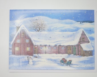 Large Advent Calendar Card - Christmas on the Farm - Large Card with Envelope - Double Card - Item No. AK27