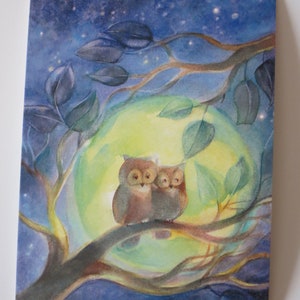 Clair de lune - Carte postale - Table saisonnière - Waldorf - Été - Hiboux - Article No.HEPK57