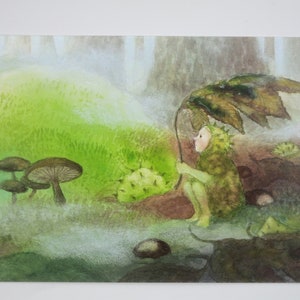 Enfant châtaignier - carte postale pour la table de saison - Waldorf - automne - châtaignes - feuilles d'automne - article n°HEPK199