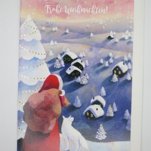 Babbo Natale con lupo - Biglietto di Natale con busta - Natale - Avvento - biglietto doppio - Art. WK52