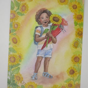Matrícula Escolar II - Início da Escola Menino - Postal - Tabela Sazonal - Waldorf - Art.