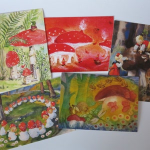 Set cartoline funghi - tavola stagionale - 5 cartoline - Waldorf- Waldorf - Art. PKS11