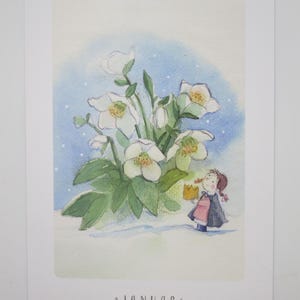 Januar - Postkarte für den Jahreszeitentisch - Winter - Christrose - Monatskarten - Waldorf- Winter- Art. Nr. WIPK80