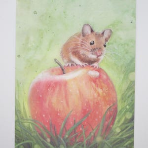 Waldmaus mit Apfel - Postkarte für den Jahreszeitentisch - Waldorf - Herbst- Art. Nr.HEPK77