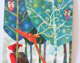 Winter wonder forest - Christmas card - postcard