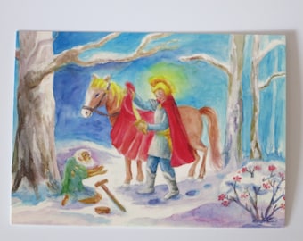 St. Martin - Seasonal Table - Postcard - Waldorf - Autumn - Kindergarten - Sharing Coat - Art. No. HEPK21