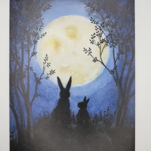 Au réveil de la pleine lune - carte postale - table de saison - lapins - Waldorf - Pâques - printemps - réf. FRPK49