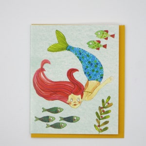 Sirène - sirène - petite carte cadeau - carte double