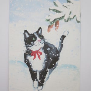 Gatto nella neve - cartolina grande - Natale - Avvento - neve - Waldorf - articolo WIPK244