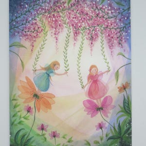 Elfi con fiori - Cartolina per la tavola stagionale - Waldorf - Estate - Articolo n. SOPK378