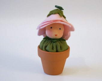 Rose in a pot - Rose Pottet Flower- Waldorf -Blumenkind - Jahreszeitentisch- Doll- Nature Table-