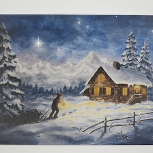 Winternacht - Postkarte für den  Jahreszeitentisch - Winter - Weihnachten - Waldorf- Art. Nr. WIPK185