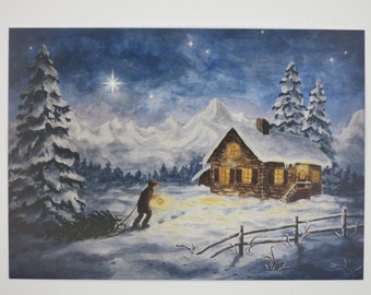 Winternacht - Postkarte - Jahreszeitentisch - Waldorf