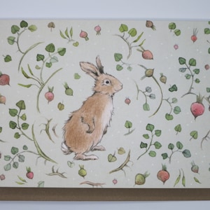 Konijntje met wortelen - Paaskaart - kaart met envelop - dubbele kaart - Pasen - art.nr. GRPK92