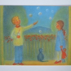 Bulles de savon - tableau de saison - carte postale - Waldorf - Art.