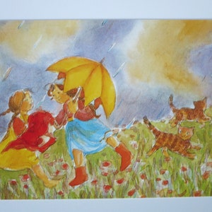 Giorno di pioggia - Tavola stagionale - Cartolina - Waldorf - Autunno - Bambini - Art. SOPK288