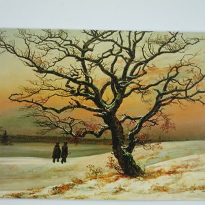 Die alte Eiche im Winter - Jahreszeitentisch - Postkarte - Waldorf - Schnee - Sonnenuntergang- Art. Nr. WIPK138
