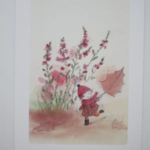 Novembre - carte postale pour la table saisonnière - automne - bruyère - cartes mensuelles - Waldorf- article n°HEPK127