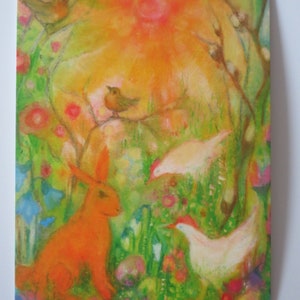 Gioia primaverile - Tavola stagionale - Cartolina - Waldorf - Primavera - Coniglietto pasquale - Polli - Articolo n. FRPK211