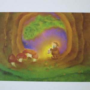 Wichtel mit Laterne - Postkarte für den Jahreszeitentisch - Herbst - Waldorf- Art. Nr.HEPK100