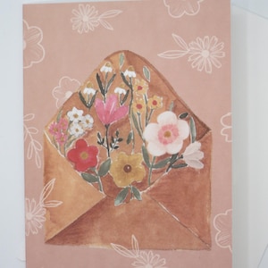 Bloemenbrief - kaart met envelop - dubbele kaartkaart - bloemen - gefeliciteerd - verjaardagskaart - art.nr. GRPK112