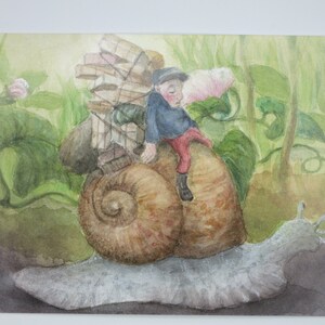 Posta lumaca - cartolina per la tavola stagionale - estate - Waldorf - lumaca - Art. SOPK287