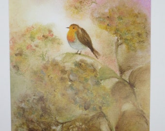 Robin on Hydrangea - Postcard - Seasonal Table - Waldorf