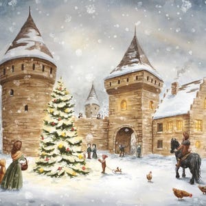 Weihnachten vor langer Zeit - Postkarte für den Jahreszeitentisch - Advent - Ritterburg - Schnee - Waldorf- Art. Nr. WIPK67