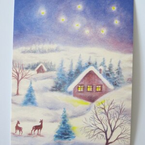 Paysage d'hiver - carte postale - table saisonnière - Waldorf - Noël - Avent - hiver - neige - réf. WIPK356