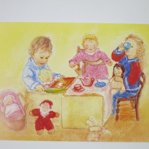 Beba chá - cartão postal para a mesa sazonal - infantil - Waldorf - Art.