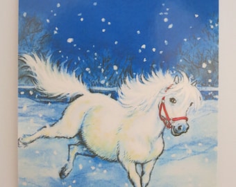 Pony im Schnee - Postkarte - Jahreszeitentisch - Waldorf