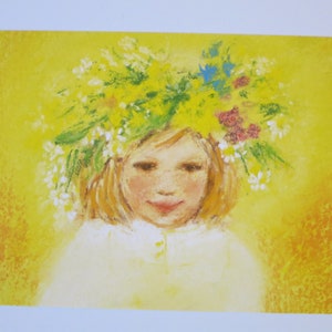 Ghirlanda di fiori - tavola stagionale - cartolina - Waldorf - fiori - estate - primavera - ragazze - articolo n