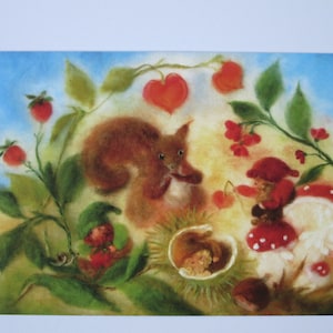 Nani in autunno - cartolina - tavola stagionale - Waldorf - nani - gnomo - gnomo - articolo n.HEPK91