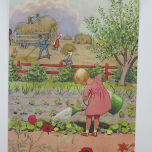 Jardinage - Table saisonnière - Waldorf - Carte postale - Été - Enfants - Art.