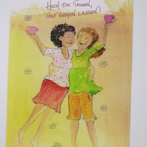 Alza le tazze! - Cartolina - migliore amica - compleanno - festeggiare le donne - articolo n. GRPK55