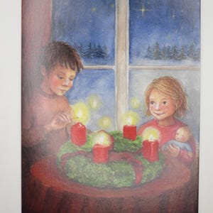 Vierter Advent - Postkarte für den Jahreszeitentisch - Waldorf - Advent - Weihnachten - Winter- Art. Nr. WIPK40