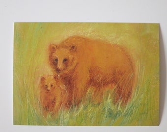 Bear with cub - postcard - seasonal table - Waldorf